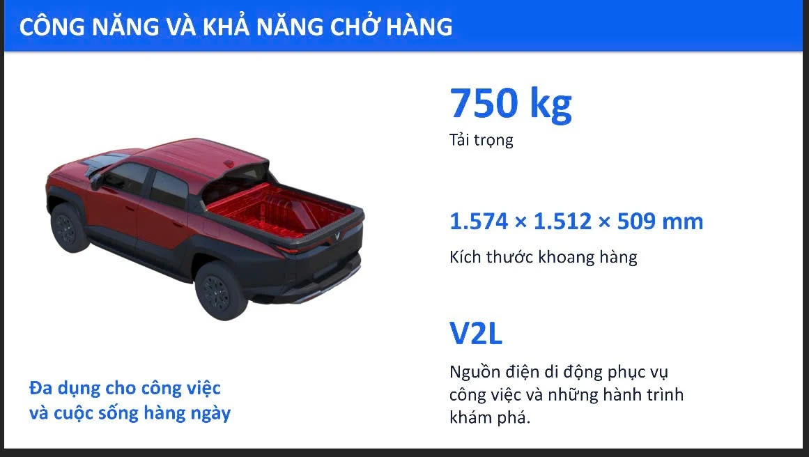 Khả năng chở hàng và nguồn điện V2L của VinFast VF Wild Comfort